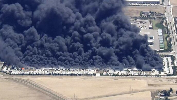 Massive Fire Destroys Million-Square-Foot Medical Supply Warehouse in Tracy, California