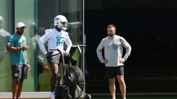 Miami Dolphins rookie competing for roster spot during 2026 NFL preseason training camp